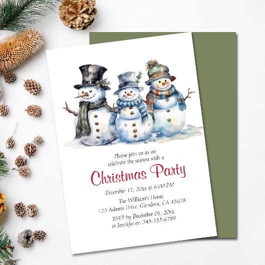 Fête de Noël hiver Snowman Invitation de vacances