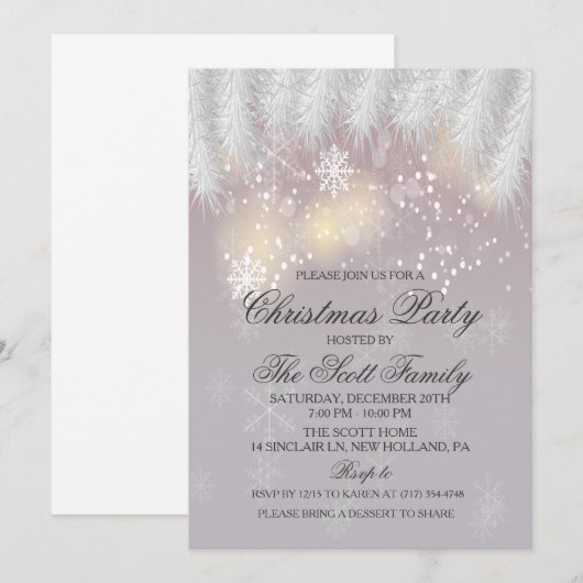 Fête de Noël Invitation de flocon de neige (Devant / Derrière)