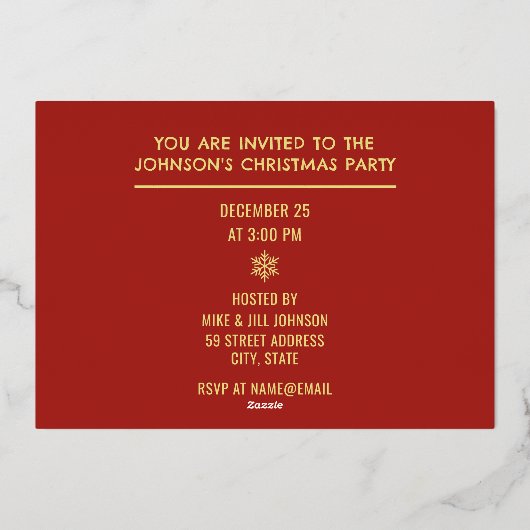 Fête de Noël Invitation Flocon de neige (Verso)