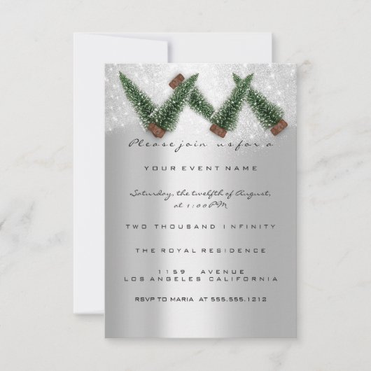 Fête de Noël Invitation Grey Tree Winte (Devant)