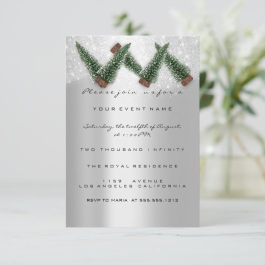 Fête de Noël Invitation Grey Tree Winte (Debout devant)
