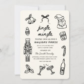 Fête de Noël Invitation Manuscrit Funky Dessinée à (Devant)