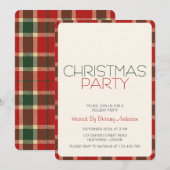 Fête de Noël Invitation Tartan Plaid (Devant / Derrière)