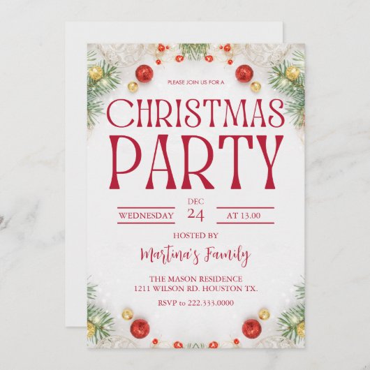 Fête de Noël Invitations (Devant / Derrière)