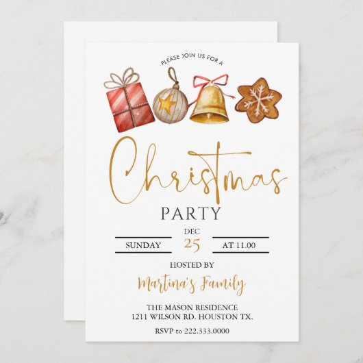 Fête de Noël Invitations Brunch de Noël (Devant / Derrière)