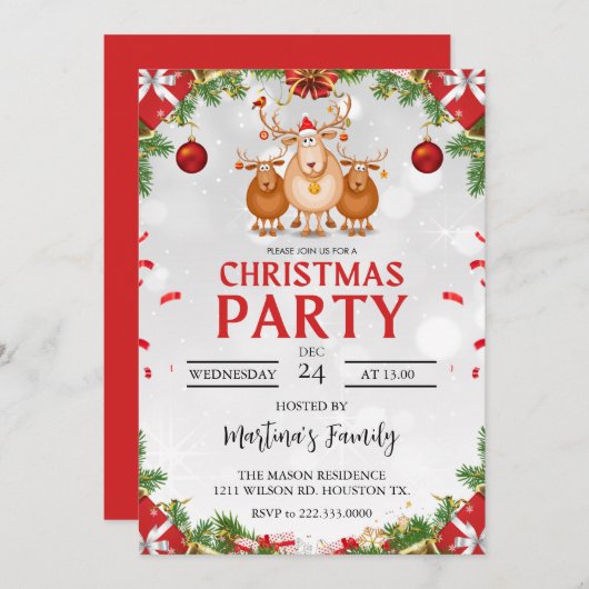 Fête de Noël Invitations Fête de Noël (Devant / Derrière)