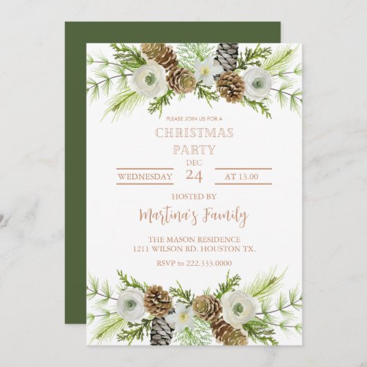 Fête de Noël Invitations Fête de Noël (Devant / Derrière)