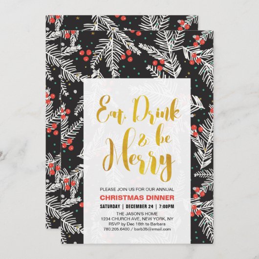 Fête de Noël moderne, Fêtes Invitations (Devant / Derrière)