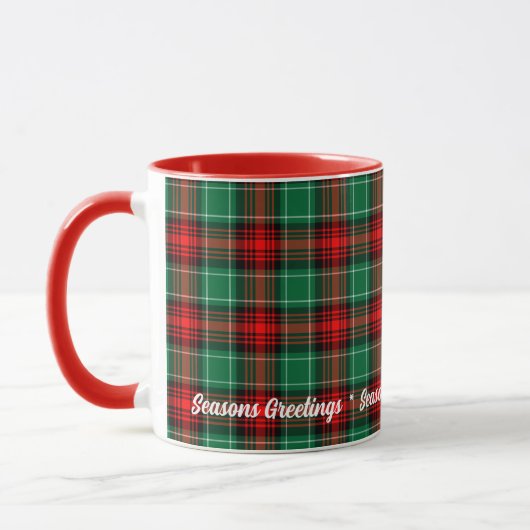 Fête de Noël modifiable Rouge Vert Plaid Mug (Gauche)