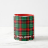 Fête de Noël modifiable Rouge Vert Plaid Mug (Centre)