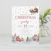 Fête de Noël Père Noël invitation à la traîneau (Debout devant)