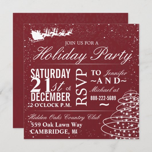 Fête de Noël Père Noël Sleigh Invitations (Devant / Derrière)