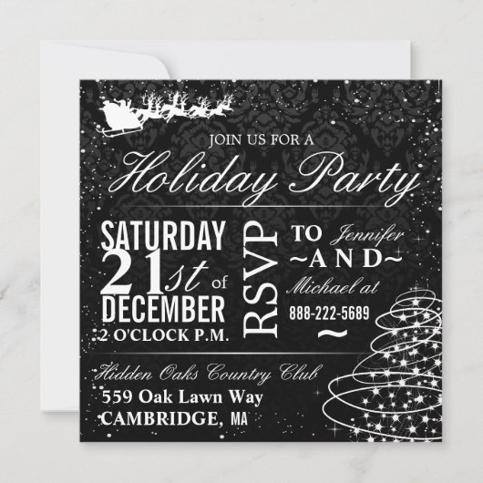 Fête de Noël Père Noël Sleigh Invitations (Devant)