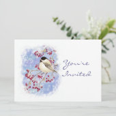 Fête de Noël Personnalisée Invitation Bird Winter  (Debout devant)