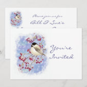 Fête de Noël Personnalisée Invitation Bird Winter  (Devant / Derrière)