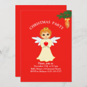 Fête de Noël Petit Ange sur Invitation Rouge (Devant / Derrière)