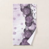 Fête de Noël Pink Purple Orament Snowflakes (Serviette à main)