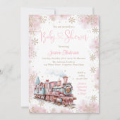 Fête de Noël pour Bébé Fille Train Invitation pour (Devant)