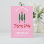 Fête de Noël rose clair et vert Invitation (Debout devant)