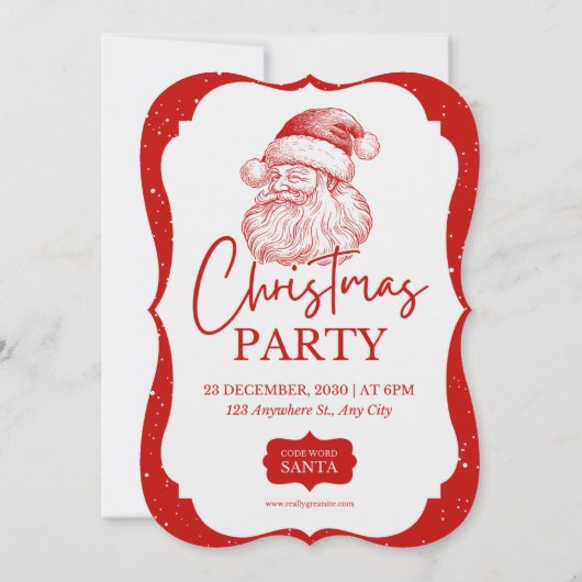 Fête de Noël Rouge avec invitation Père Noël (Dos)