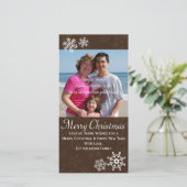 Fête de Noël Russe Carte photo Flocon de neige 4x8 (Debout devant)