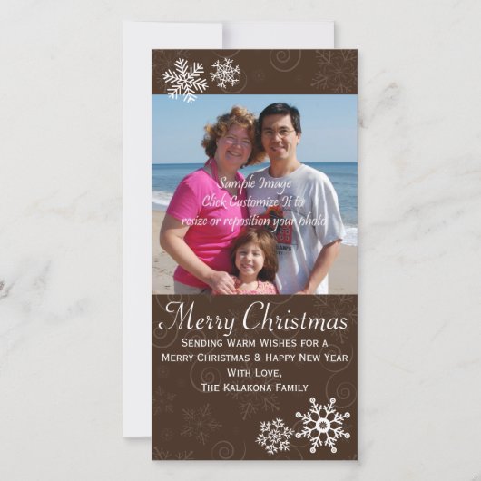 Fête de Noël Russe Carte photo Flocon de neige 4x8 (Devant)