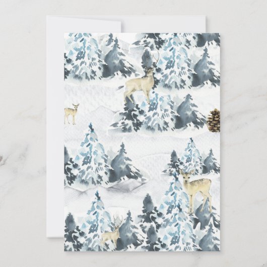Fête de Noël Rustique Invitation Forêt de cerfs (Dos)