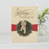 Fête de Noël Wreath Invitation (Debout devant)