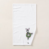 Fête de Noël Zebra, vert rouge Holly couronne (Serviette à main)