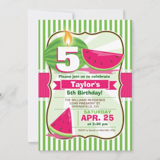 Fête de pastèque Invitation d'anniversaire (Devant)
