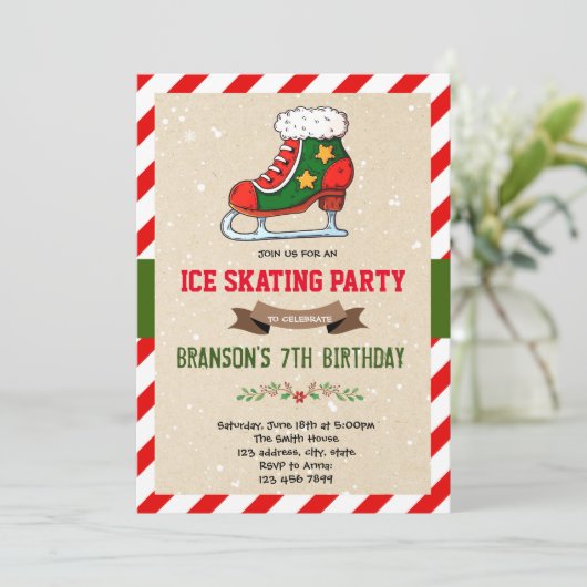 Fête de patinage de Noël Invitation (Debout devant)