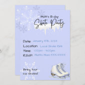 Fête de patinage sur glace Anniversaire Invitation (Devant / Derrière)