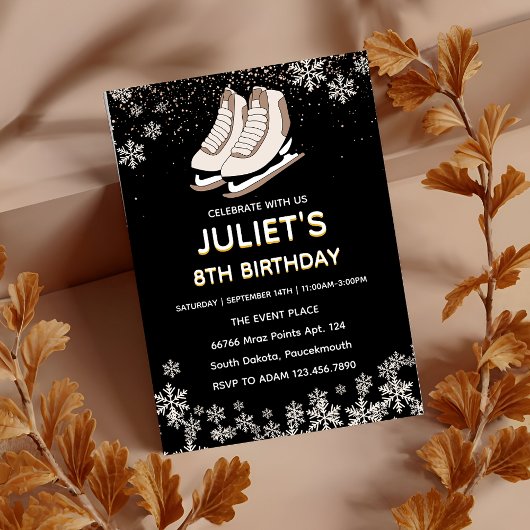 fête de patinage sur glace invitations à 8 ans