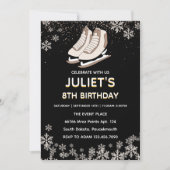 fête de patinage sur glace invitations à 8 ans (Devant)