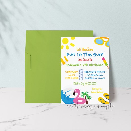 Fête de piscine d'été Invitation d'anniversaire