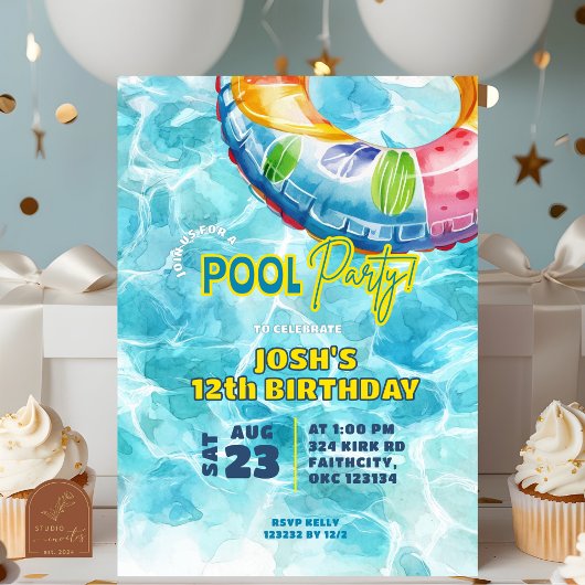 Fête de piscine d'été Invitation d'anniversaire