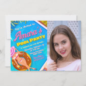 Fête de Piscine - Fille avec Invitation Photo (Devant)