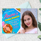 Fête de Piscine - Fille avec Invitation Photo