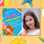 Fête de Piscine - Fille avec Invitation Photo