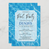 Fête de Piscine Moderne | Invitation d'anniversair (Devant / Derrière)