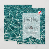 Fête de piscine moderne | Invitation d'anniversair (Devant / Derrière)