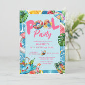 Fête de piscine moderne Invitation d'anniversaire (Debout devant)