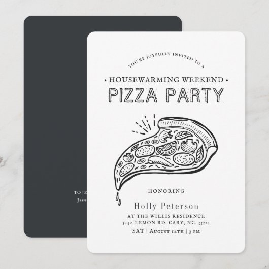 Fête de Pizza de Style Vintage | Invitation de Cha (Devant / Derrière)