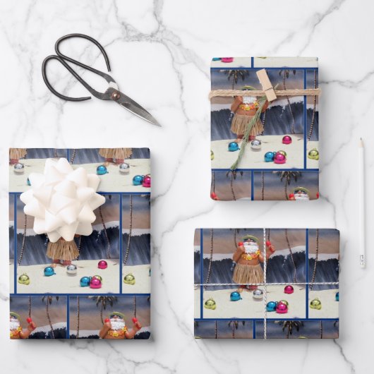 Fête de plage Santa Claus - Papier d'enveloppement (Recto)