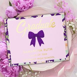 Fête de remise de diplômes à ruban gingham violet