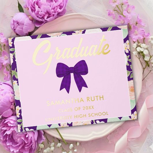 Fête de remise de diplômes à ruban gingham violet