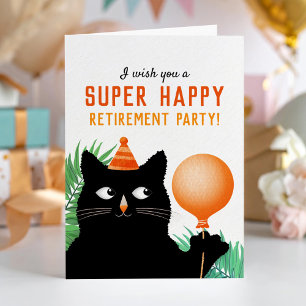 Fête de retraite avec chat noir et ballon