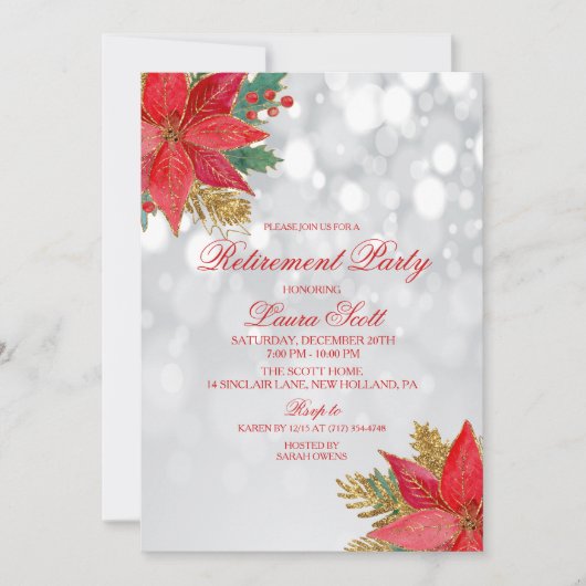 Fête de retraite Poinsettia Invitation (Devant)