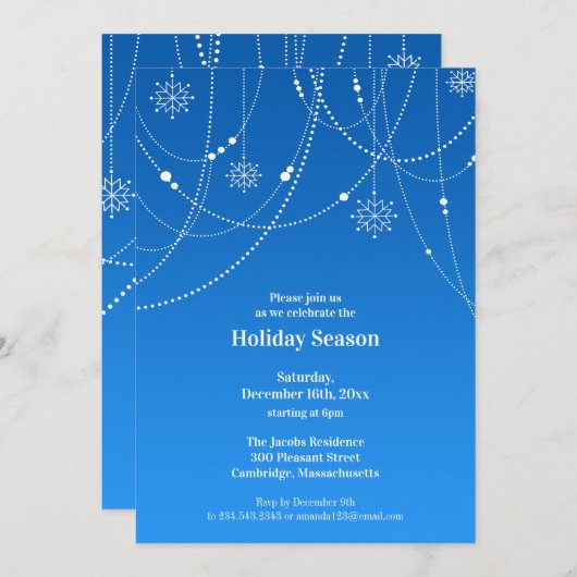 Fête de Saison Blue Invitation (Devant / Derrière)