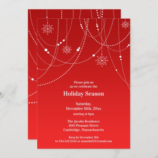 Fête de Saison Red Invitation (Devant / Derrière)